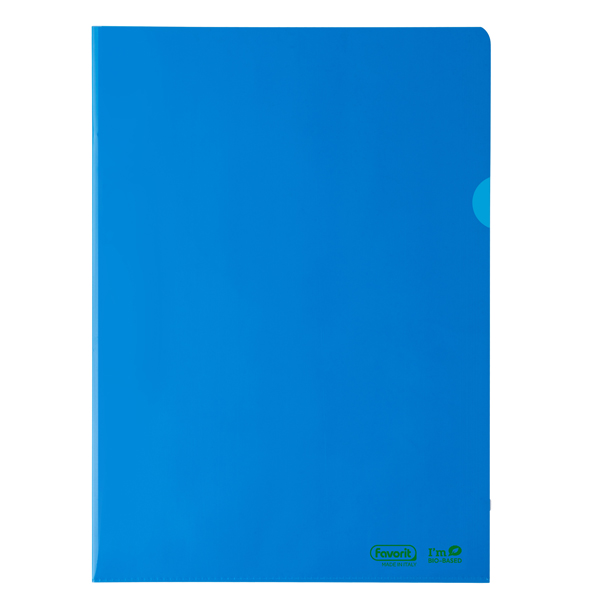 Cartellina a L BioBased - 22 x 30 cm - PE riciclato - liscio pesante - blu - Favorit - conf. 25 pezzi