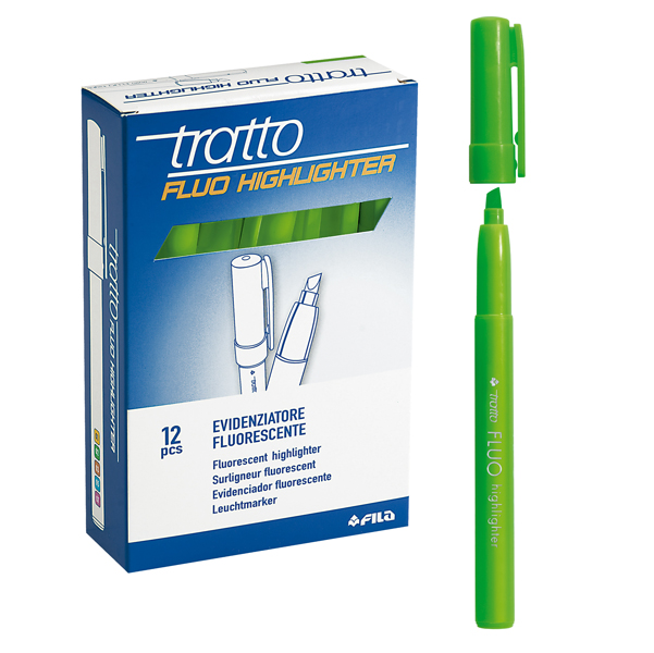 Evidenziatore fluo Highlighter - punta a scalpello - verde - Tratto - conf. 12 pezzi