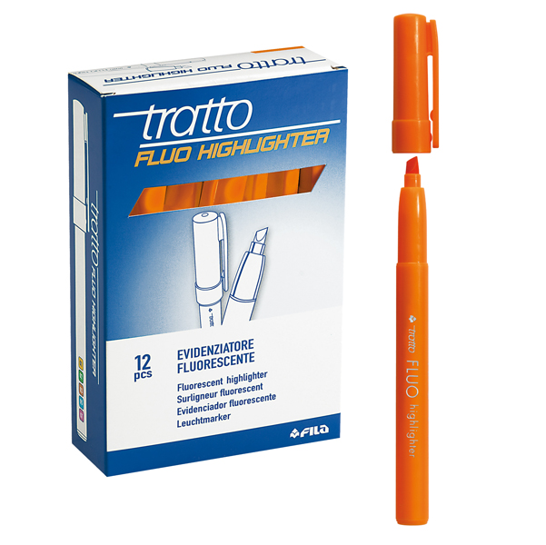 Evidenziatore fluo Highlighter - punta a scalpello - arancio - Tratto - conf. 12 pezzi
