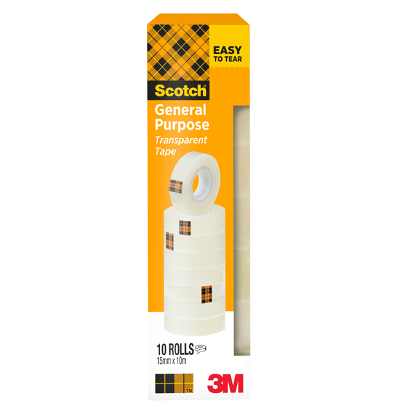 Nastro adesivo 508 - 15 mm x 10 m - PP - trasparente - Scotch - torre 10 rotoli