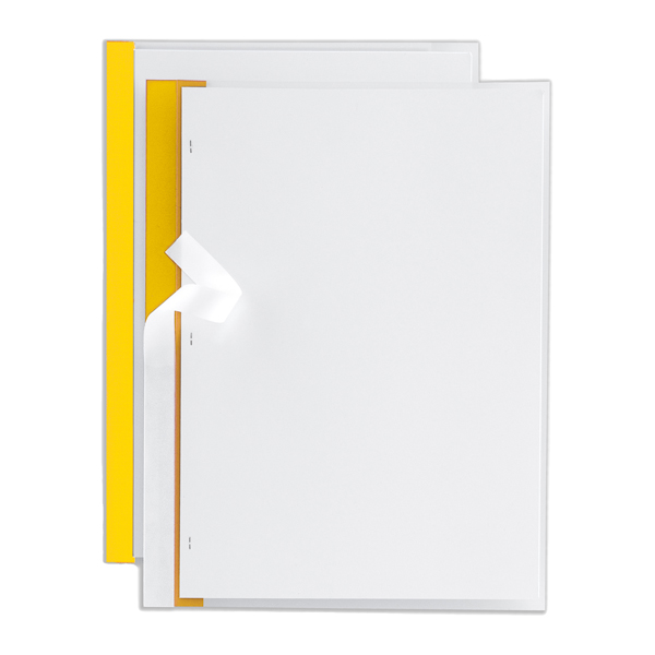 Cartellina per rilegatura Poli 200 - A4 - PP - trasparente buccia - dorso giallo - Sei Rota - conf. 10 pezzi