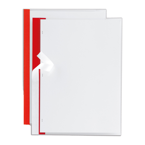 Cartellina per rilegatura Poli 200 - A4 - PP - trasparente buccia - dorso rosso - Sei Rota - conf. 10 pezzi