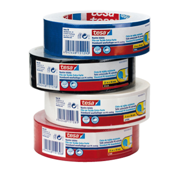 Nastro adesivo telato - 38 mm x 25 m - tela plastificata - rosso - Tesa