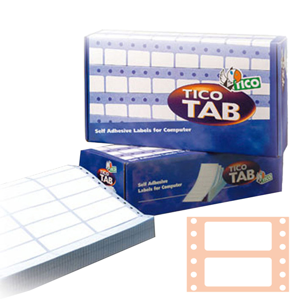 Etichette adesive a modulo continuo TAB 1 - in carta - corsia singola - permanenti - 89 x 36,2 mm - 8 et/fg - 500 fogli - bianco - Tico