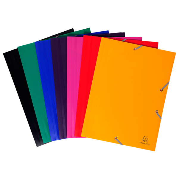 Cartella 3 lembi con elastico angolare - A4 - PP - colori assortiti - Exacompta