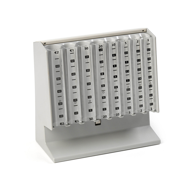 Distributore manuale di monete Eurocoin - 25 x 10,4 x 17 cm - grigio chiaro - Holenburg