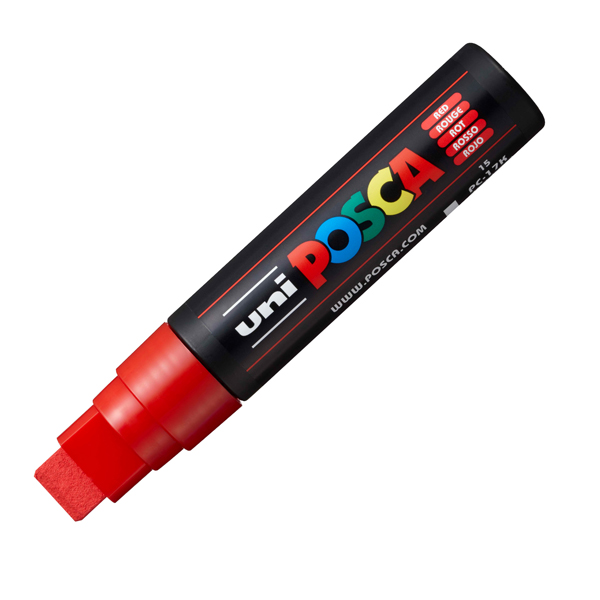 Marcatore a base d'acqua Uni Posca PC17K - punta extra large a scalpello 15,0mm - rosso - Uni Mitsubishi