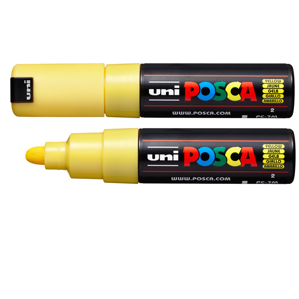 Marcatore a base d'acqua Uni Posca PC7M - punta tonda large 4,5 mm-5,5mm - giallo - Uni Mitsubishi
