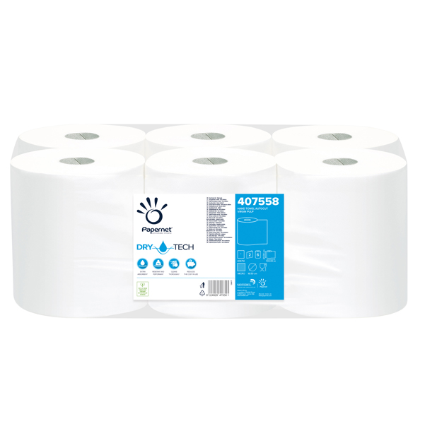 Asciugamani in rotolo Autocut DryTech - 2 veli - goffratura micro - 18 gr - 20 cm x 100 mt - diametro 18,5 cm - Papernet