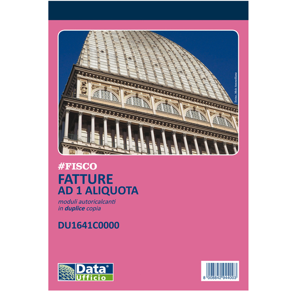 Blocco fatture ad 1 aliquota - 50/2 autoricalcante - 14,8 x 21 cm - DU1641C0000 - Data Ufficio