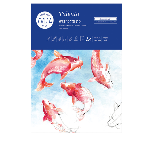 Carta per acquarello Talento - A3 - 300 gr/m2 - MUSA - conf. 10 fogli