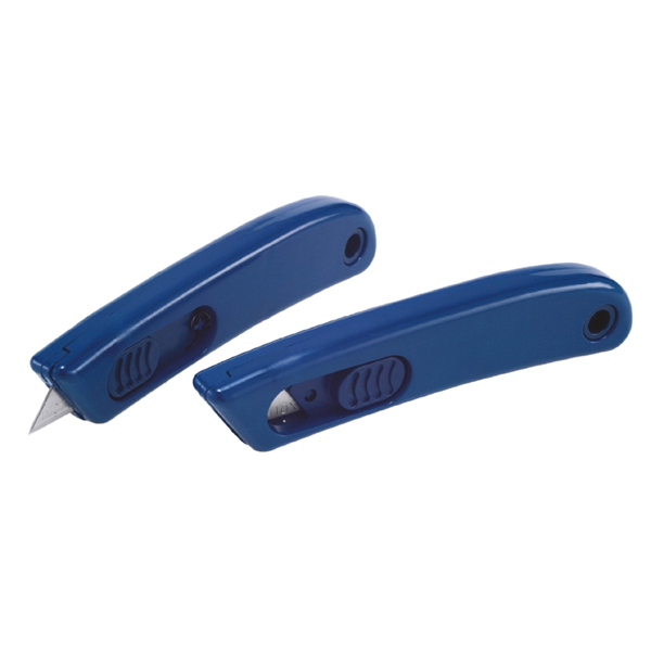 Cutter monouso detectabile - con lama retraibile - 11 x 2,5 cm - PP - blu