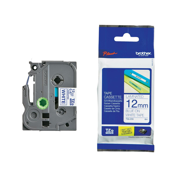 Brother - Nastro - Blu/Bianco - TZE233 - 12mm x 8mt