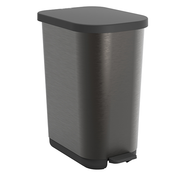 Cestino RIBO raccolta differenziata - PP - con coperchio e pedale - 40 x 28,5 x 51,3 cm - 25/40 L - grafite - Rotho